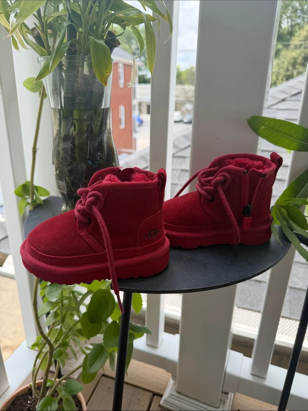 UGG Red Toddler Lace-Up Booties